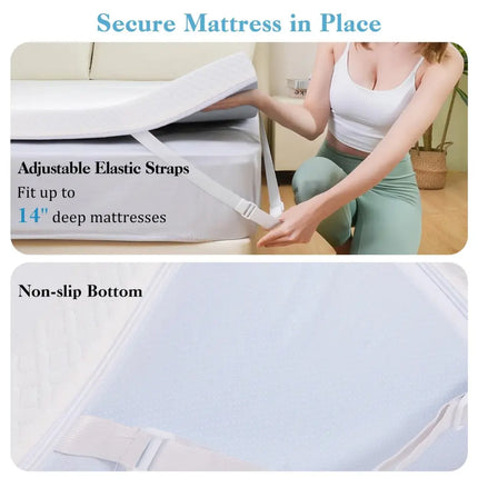 3 Inch Gel-Infused Memory Foam Mattress Topper with Removable Cover-Queen Size Costway