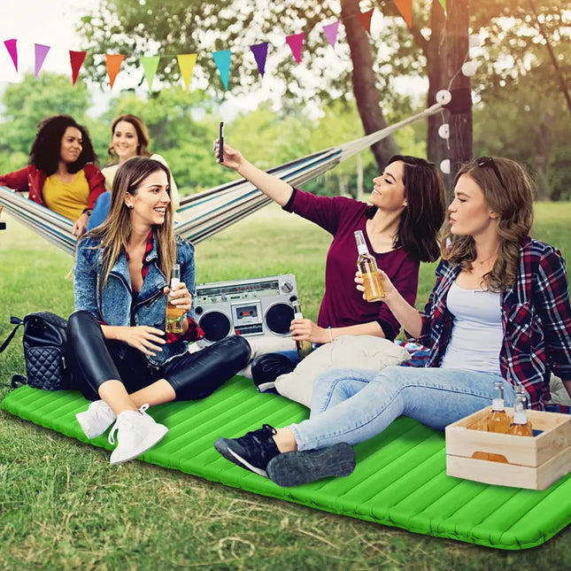 3 Inch Thick Inflatable Waterproof Camping Sleeping Pad-Green - Green - Air Mattresses & Sleeping Bags