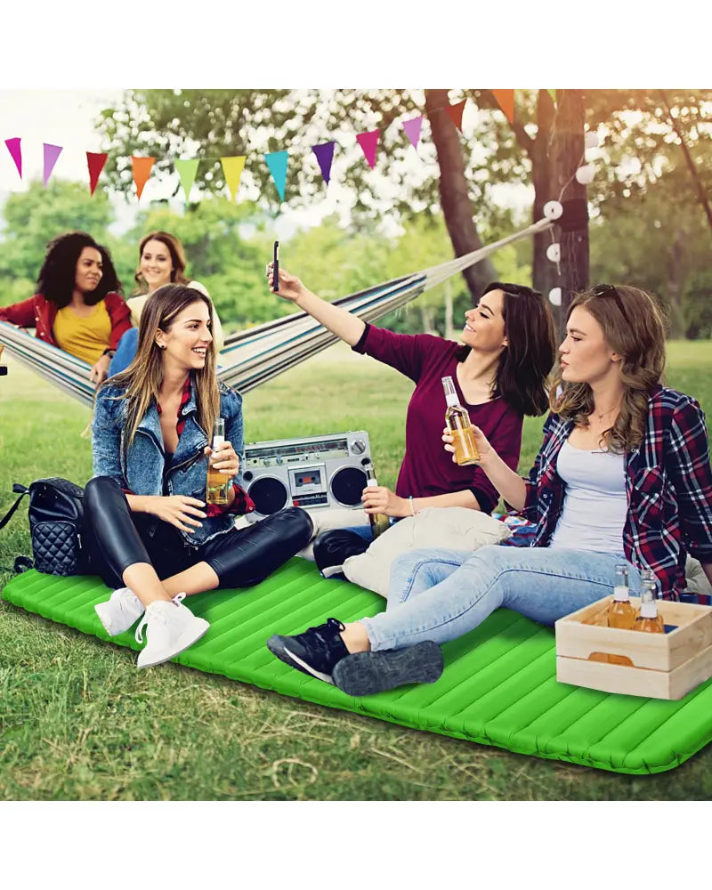 3 Inch Thick Inflatable Waterproof Camping Sleeping Pad-Green - Green - Air Mattresses & Sleeping Bags