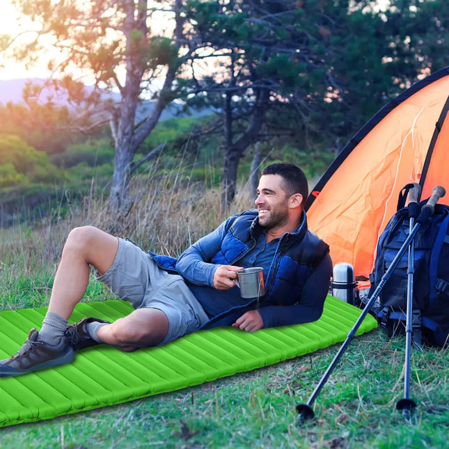 3 Inch Thick Inflatable Waterproof Camping Sleeping Pad-Green - Green - Air Mattresses & Sleeping Bags
