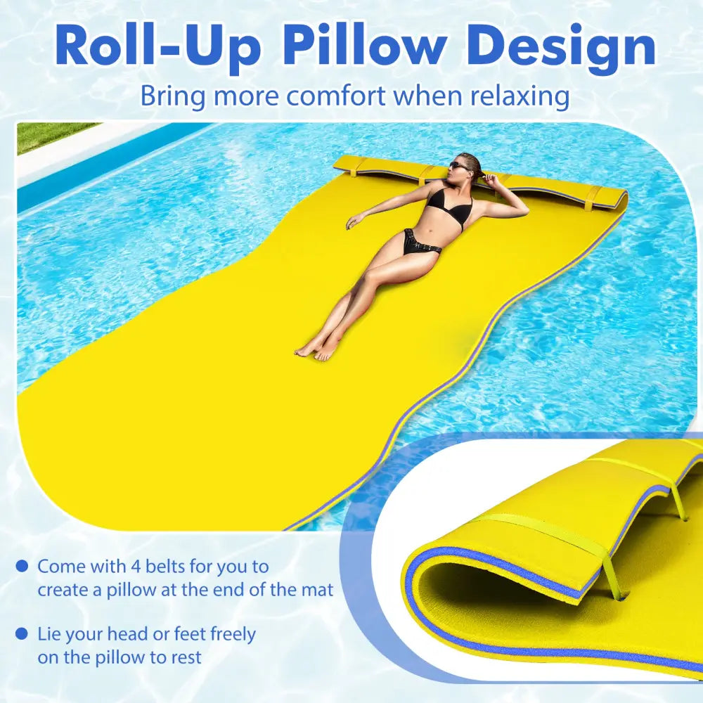 3 Layer Floating Water Pad Foam Mat-Yellow - Yellow - Swimming