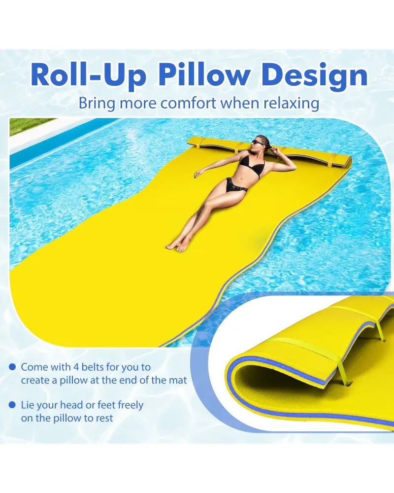 3 Layer Floating Water Pad Foam Mat-Yellow - Yellow - Swimming