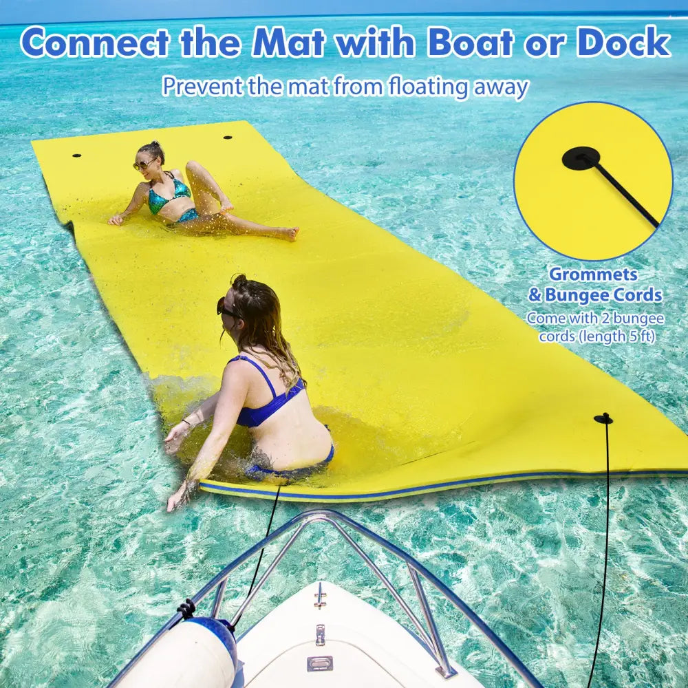 3 Layer Floating Water Pad Foam Mat-Yellow - Yellow - Swimming