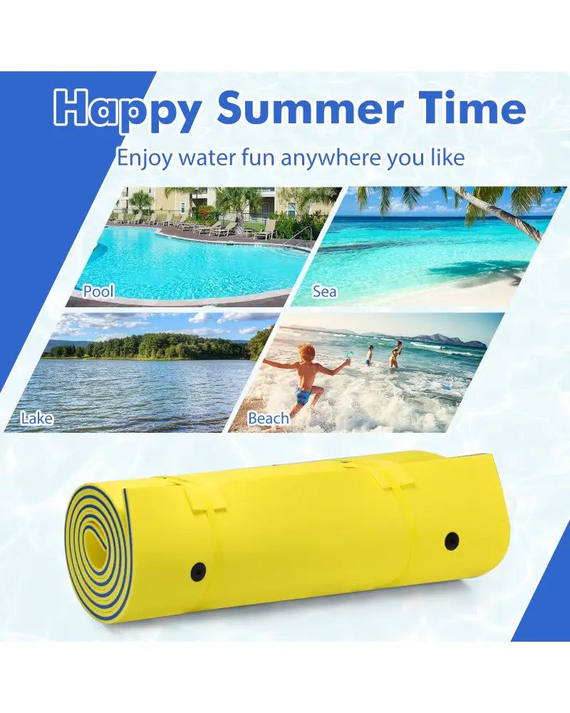 3 Layer Floating Water Pad Foam Mat-Yellow - Yellow - Swimming