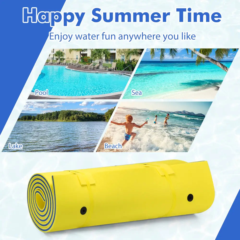 3 Layer Floating Water Pad Foam Mat-Yellow - Yellow - Swimming