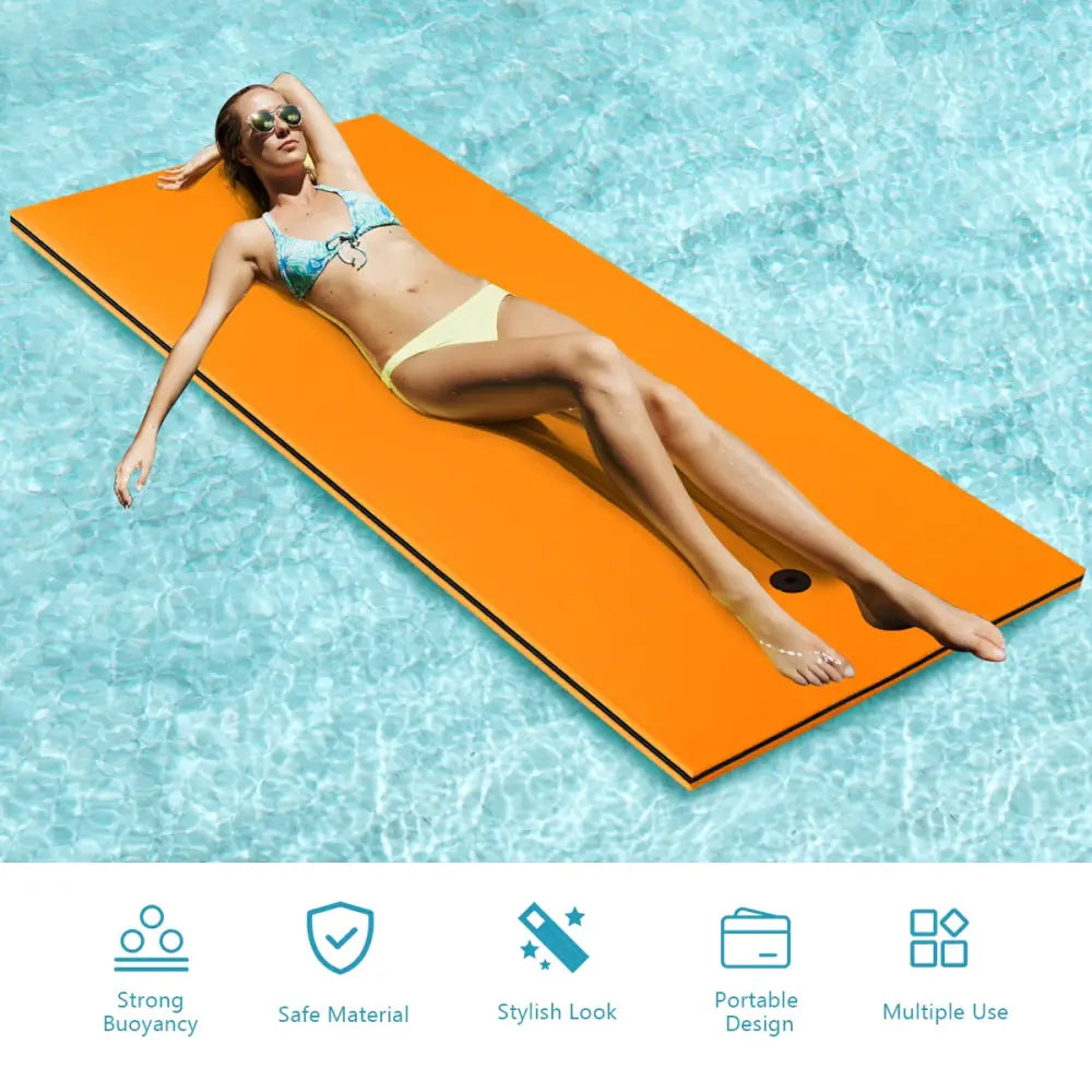 3-Layer Relaxing Tear-proof Water Mat-Orange - Orange - Swimming