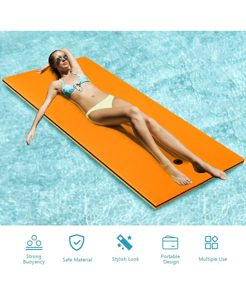 3-Layer Relaxing Tear-proof Water Mat-Orange - Orange - Swimming