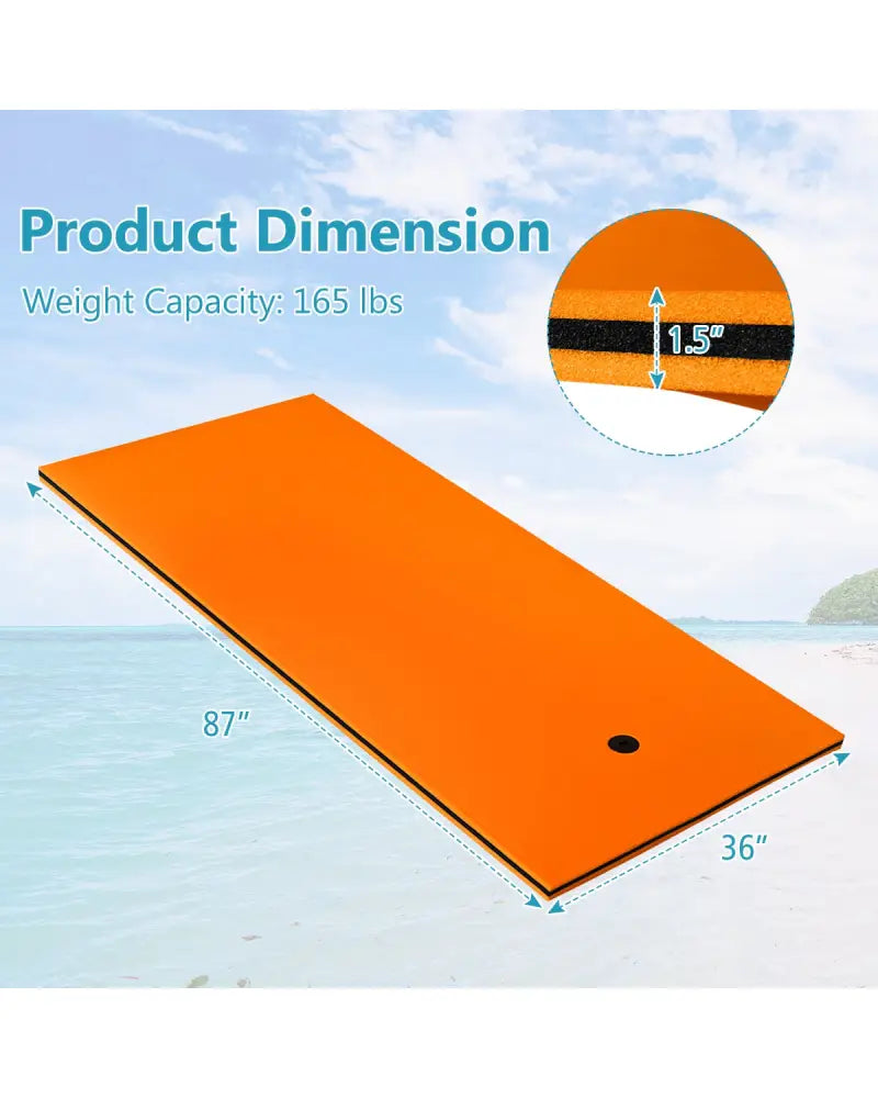 3-Layer Relaxing Tear-proof Water Mat-Orange - Orange - Swimming