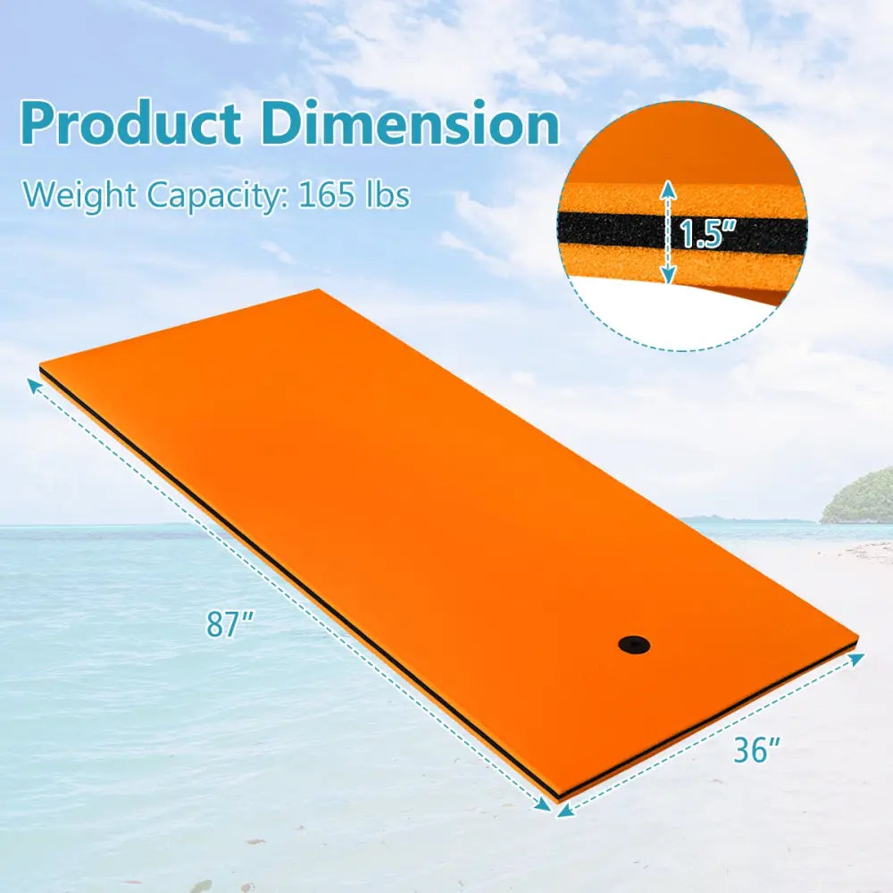 3-Layer Relaxing Tear-proof Water Mat-Orange - Orange - Swimming