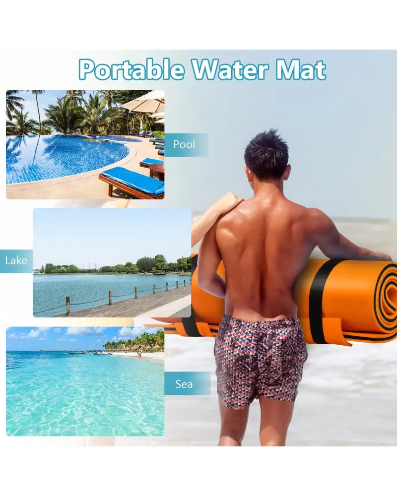 3-Layer Relaxing Tear-proof Water Mat-Orange - Orange - Swimming