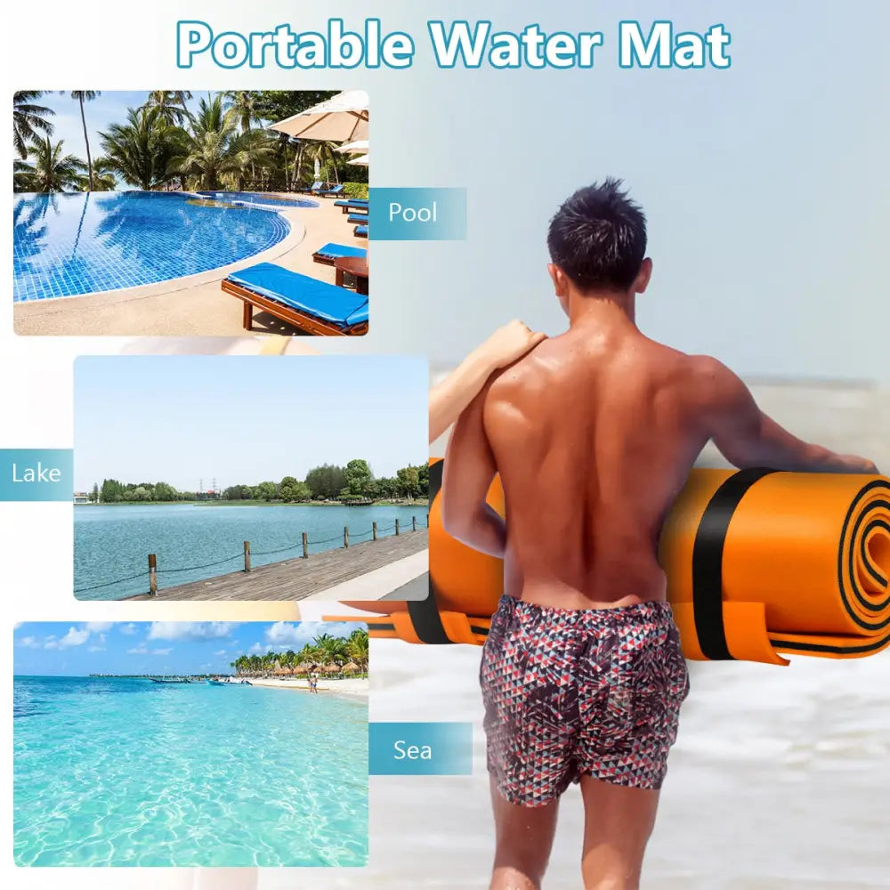 3-Layer Relaxing Tear-proof Water Mat-Orange - Orange - Swimming