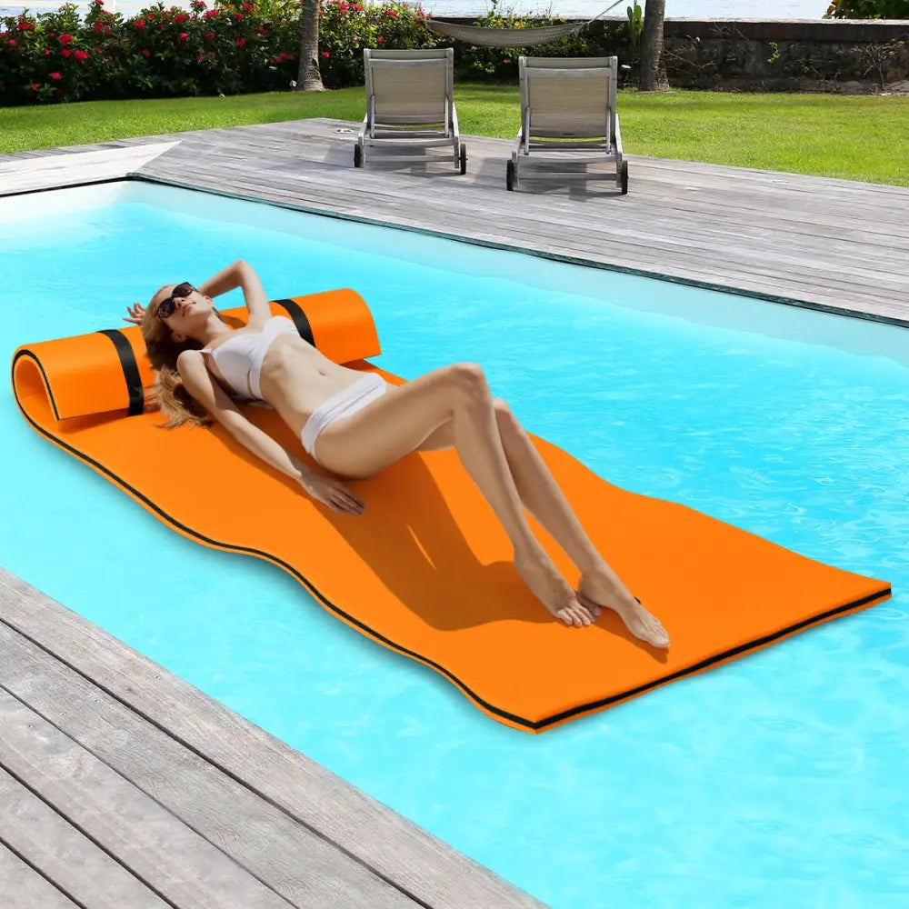 3-Layer Relaxing Tear-proof Water Mat-Orange - Orange - Swimming