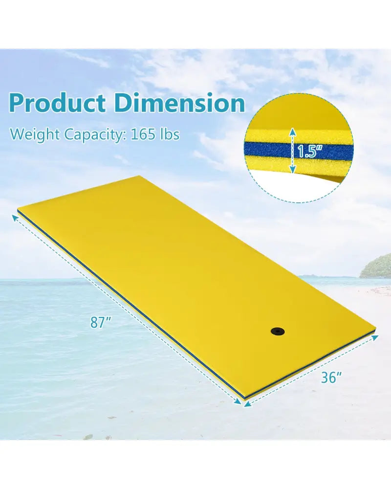 3-Layer Relaxing Tear-proof Water Mat-Yellow - Yellow - Swimming