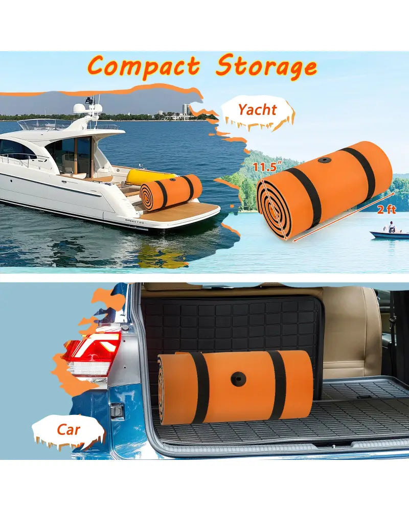 3-layer Tear-resistant Relaxing Foam Floating Pad-Orange - Orange - Swimming