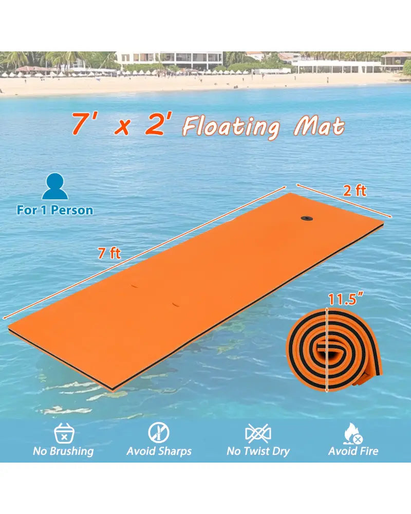 3-layer Tear-resistant Relaxing Foam Floating Pad-Orange - Orange - Swimming