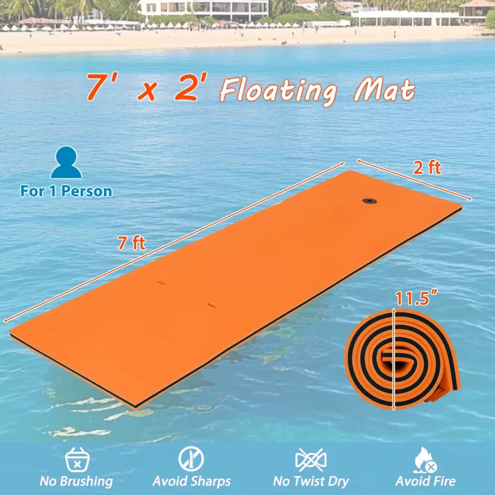 3-layer Tear-resistant Relaxing Foam Floating Pad-Orange - Orange - Swimming