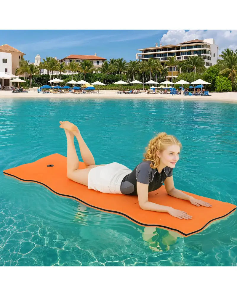 3-layer Tear-resistant Relaxing Foam Floating Pad-Orange - Orange - Swimming