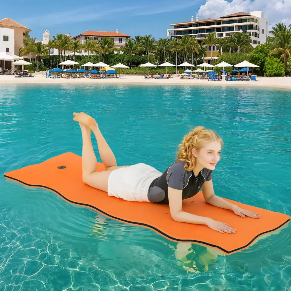 3-layer Tear-resistant Relaxing Foam Floating Pad-Orange - Orange - Swimming
