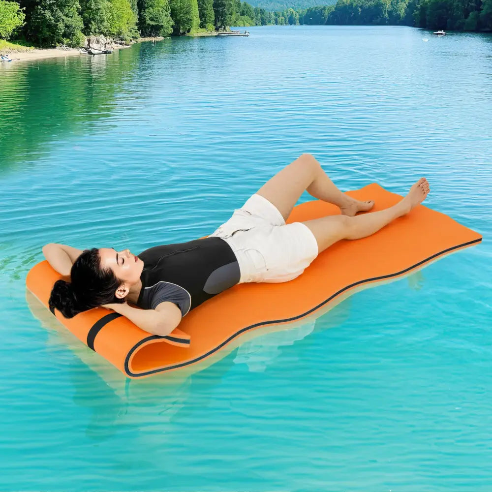 3-layer Tear-resistant Relaxing Foam Floating Pad-Orange - Orange - Swimming