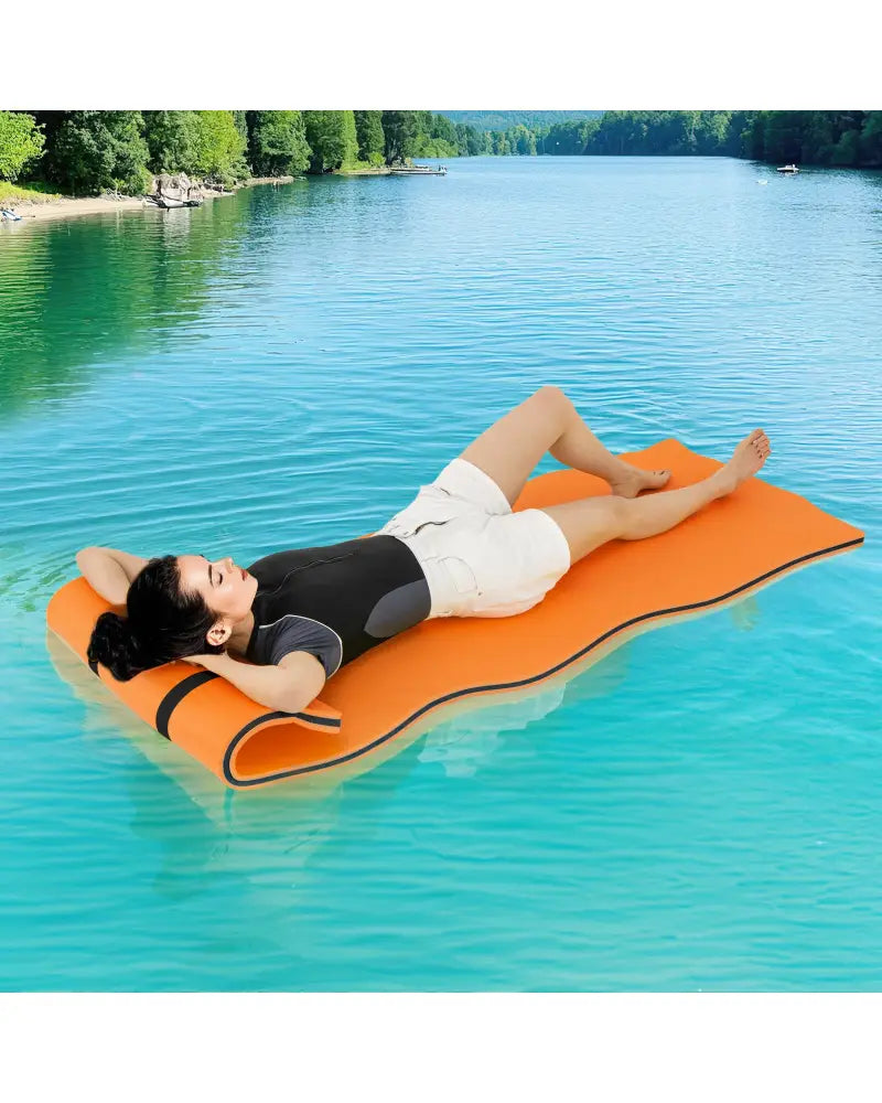 3-layer Tear-resistant Relaxing Foam Floating Pad-Orange - Orange - Swimming