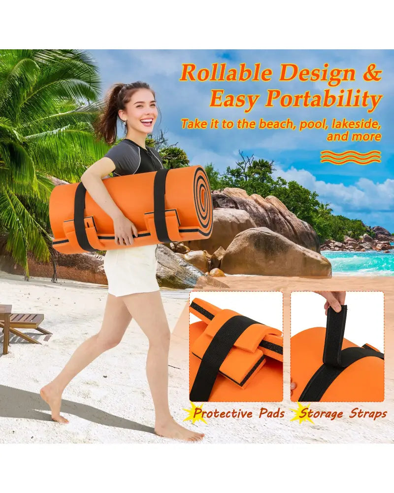 3-layer Tear-resistant Relaxing Foam Floating Pad-Orange - Orange - Swimming