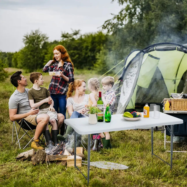 3-Level Height Adjustable Folding Table - White - Camping Furniture