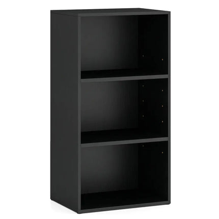 3 Open Shelf Bookcase Modern Storage Display Cabinet-Black Costway