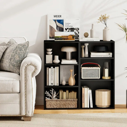 3 Open Shelf Bookcase Modern Storage Display Cabinet-Black Costway