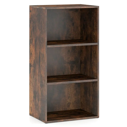 3 Open Shelf Bookcase Modern Storage Display Cabinet-Walnut Costway