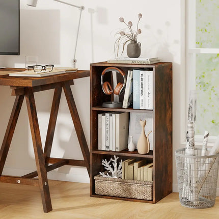 3 Open Shelf Bookcase Modern Storage Display Cabinet-Walnut Costway