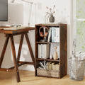 3 Open Shelf Bookcase Modern Storage Display Cabinet-Walnut - Rustic Brown - Bookcases