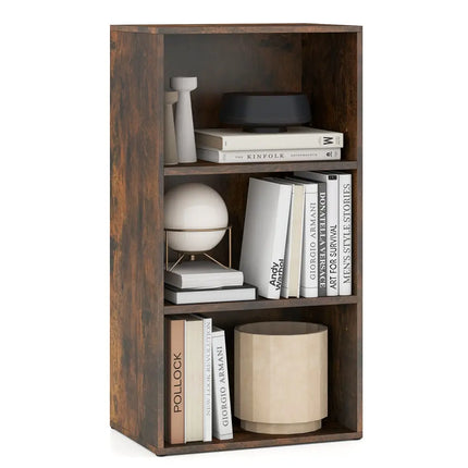 3 Open Shelf Bookcase Modern Storage Display Cabinet-Walnut Costway