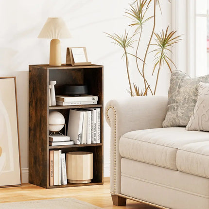 3 Open Shelf Bookcase Modern Storage Display Cabinet-Walnut Costway