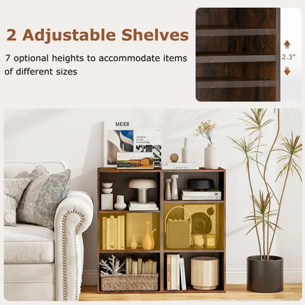 3 Open Shelf Bookcase Modern Storage Display Cabinet-Walnut Costway