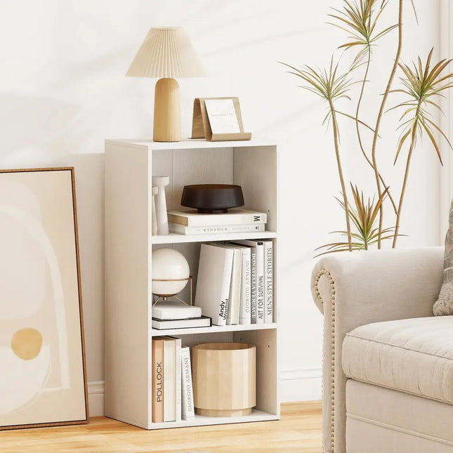 3 Open Shelf Bookcase Modern Storage Display Cabinet-White Costway