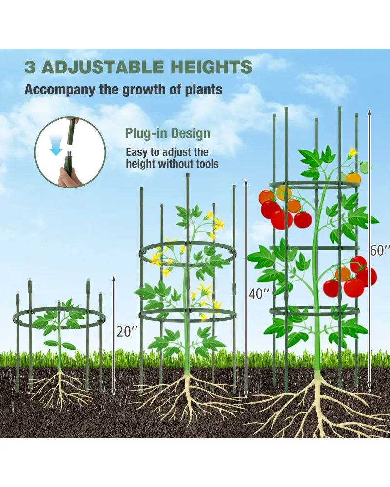 3 Pack 60 inch Adjustable Tall Plant Support Trellis for Climbing Plants - Green - Plant Supports