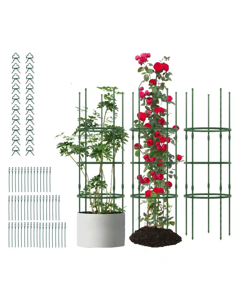 3 Pack 60 inch Adjustable Tall Plant Support Trellis for Climbing Plants - Green - Plant Supports