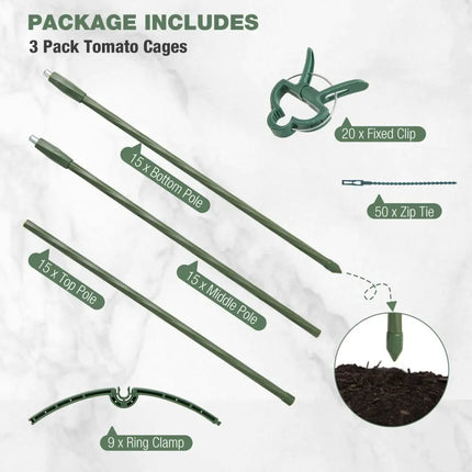 3 Pack 60 inch Adjustable Tall Plant Support Trellis for Climbing Plants - Green - Plant Supports