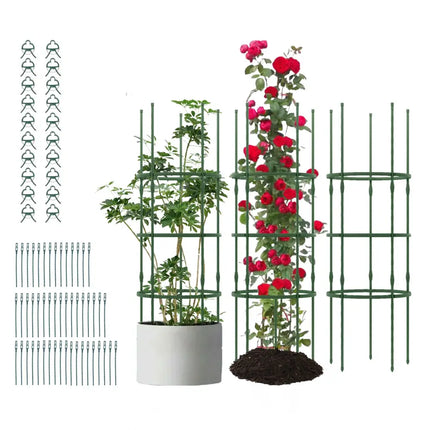 3 Pack 60 inch Adjustable Tall Plant Support Trellis for Climbing Plants - Green - Plant Supports