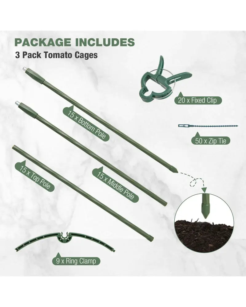 3 Pack 60 inch Adjustable Tall Plant Support Trellis for Climbing Plants - Green - Plant Supports