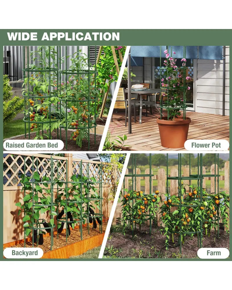 3 Pack 60 inch Adjustable Tall Plant Support Trellis for Climbing Plants - Green - Plant Supports