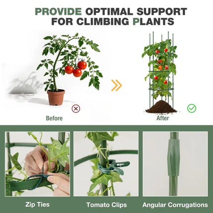 3 Pack 60 inch Adjustable Tall Plant Support Trellis for Climbing Plants - Green - Plant Supports