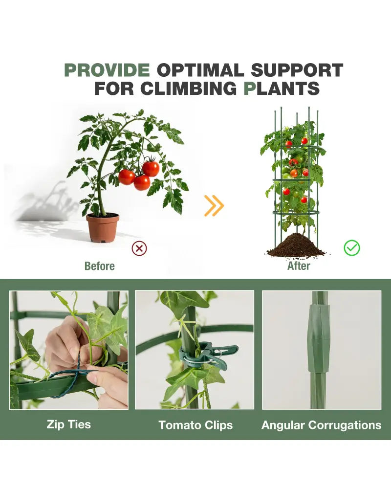 3 Pack 60 inch Adjustable Tall Plant Support Trellis for Climbing Plants - Green - Plant Supports