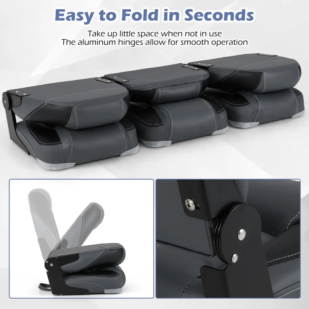 3-Pack Folding Boat Seats with 28D Soft Sponge Padding-Black - Black - Surfing