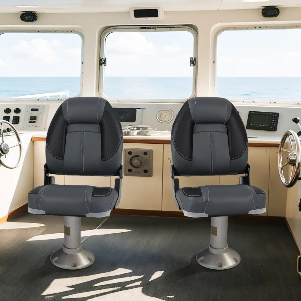 3-Pack Folding Boat Seats with 28D Soft Sponge Padding-Black - Black - Surfing