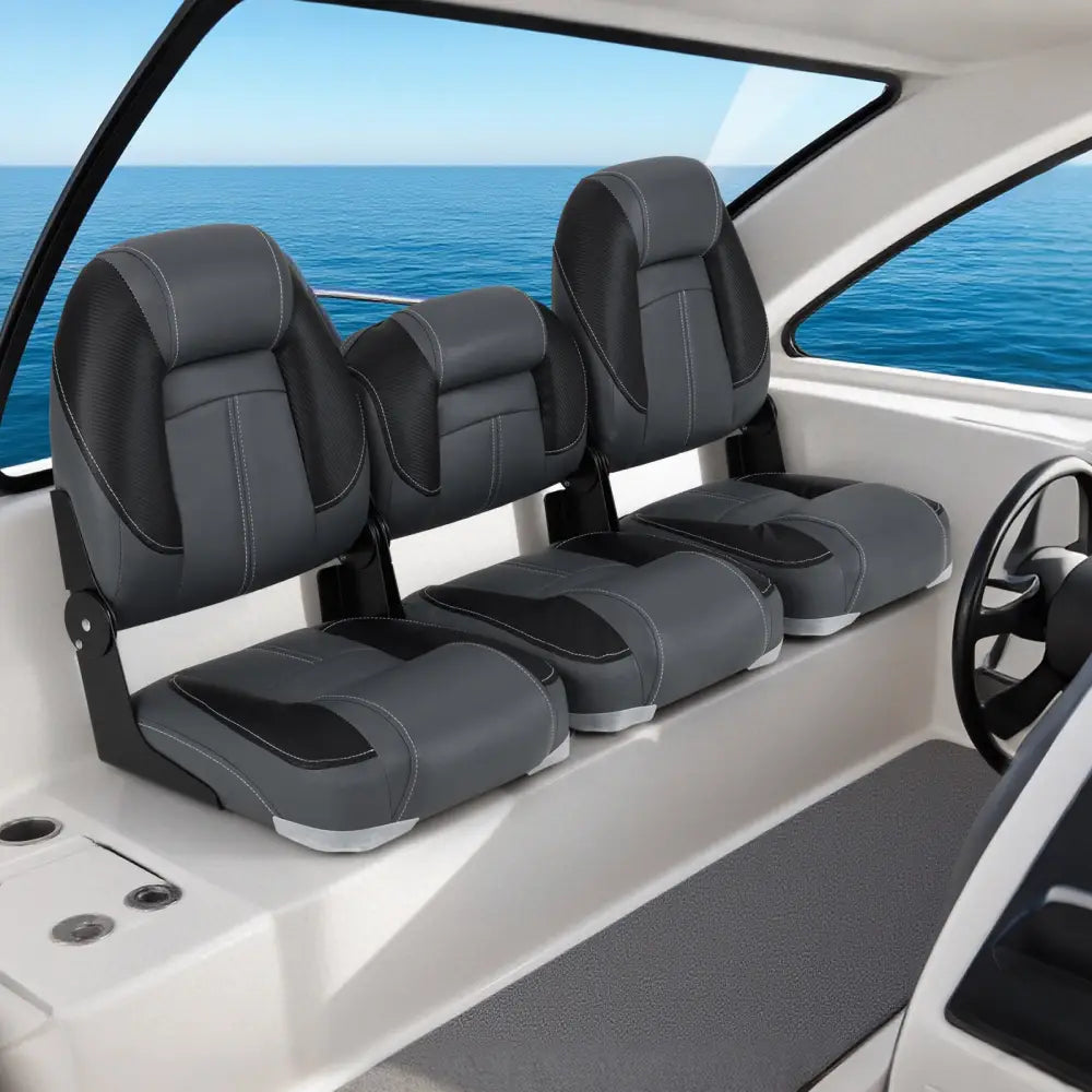 3-Pack Folding Boat Seats with 28D Soft Sponge Padding-Black - Black - Surfing