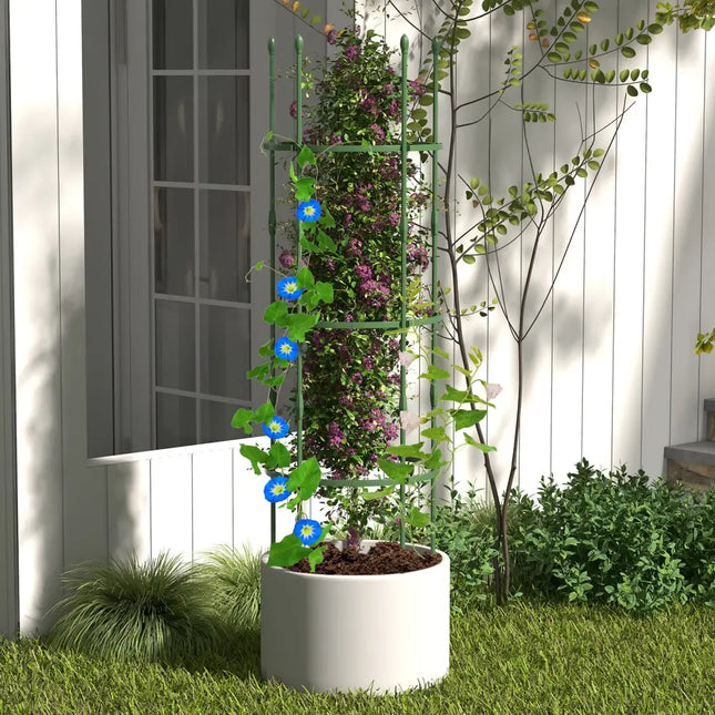 3-Pack Garden Trellis 40 Inch Tall Plant Support Stands with Clips and Ties-M - Green - Plant Supports
