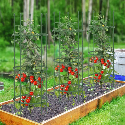 3-Pack Garden Trellis 40 Inch Tall Plant Support Stands with Clips and Ties-M - Green - Plant Supports