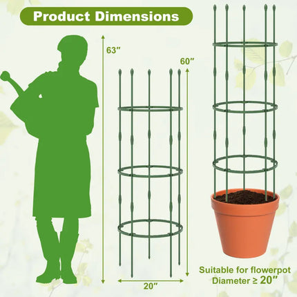 3-Pack Garden Trellis 40 Inch Tall Plant Support Stands with Clips and Ties-M - Green - Plant Supports
