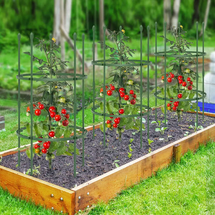 3-Pack Garden Trellis 60 Inch Tall Plant Support Stands with Clips and Ties-S - Green - Plant Supports